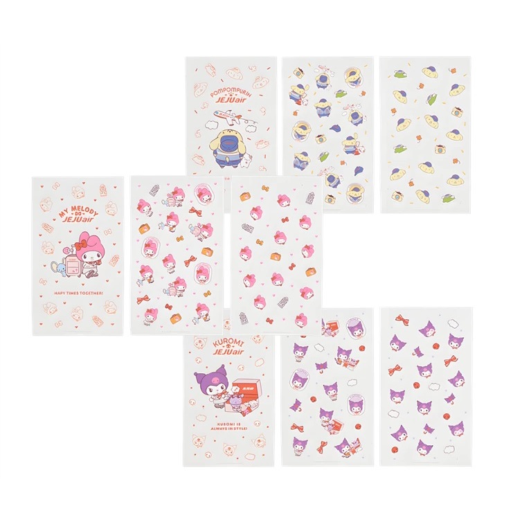 [SANRIO] ชุดสติ๊กเกอร์ Sanrio Jeju Air Crew (มายเมโลดี้ / คุโรมิ / ปอมปอมปูริน)