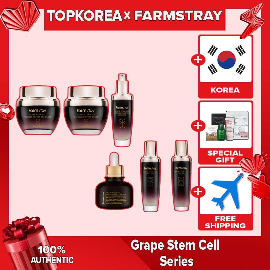 FARMSTAY Grape Stem Cell Wrinkle Repair Eye Cream 50ml /Lifting Essence 50ml /Lifting Cream 50ml /Brightening Ampoule 30ml /Emulsion 130ml TOPKOREA จัดส่งจากเกาหลี