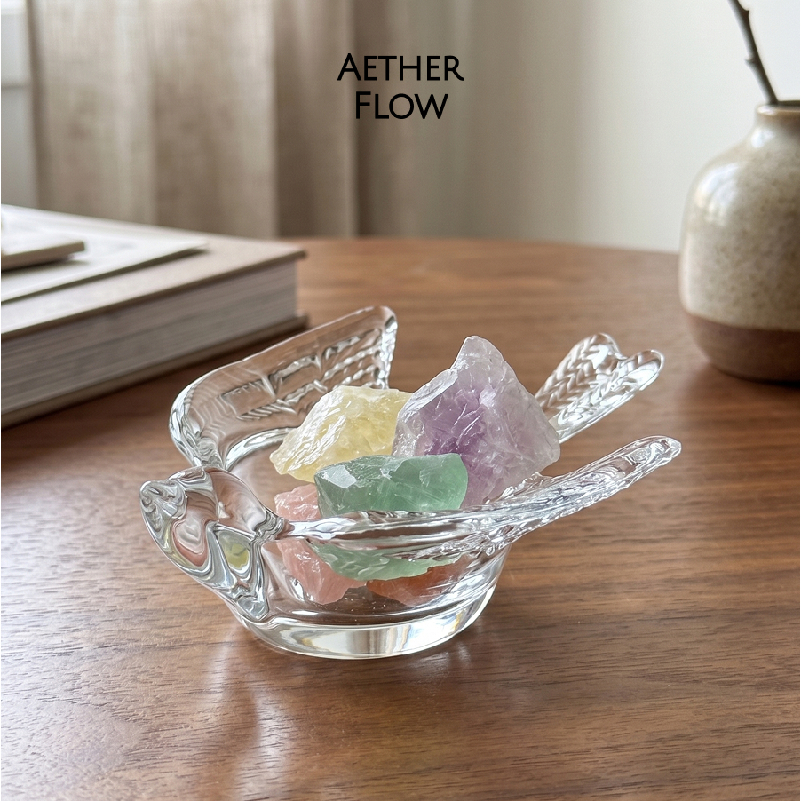 Bird Amethyst Citrine Crystal Glass Holder Small Office Desk Decor
