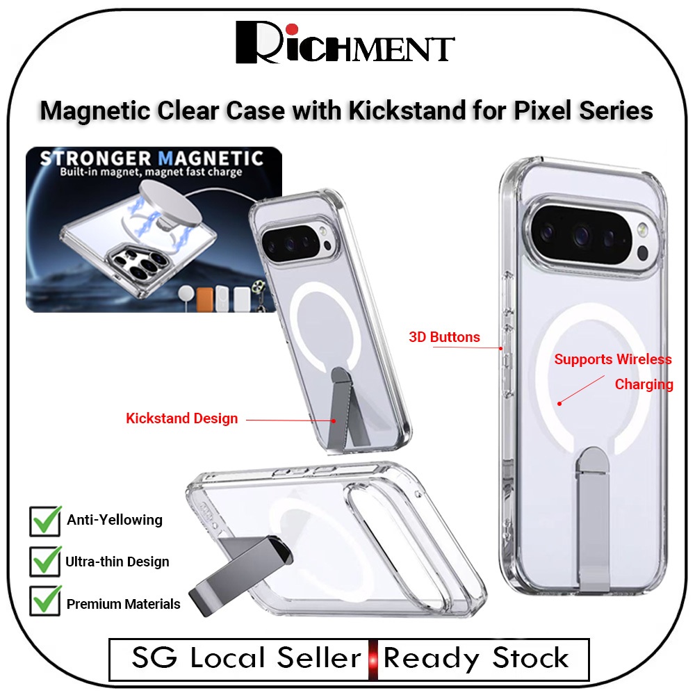 SG SELLER Shockproof Magnetic Case Kickstand เคสโทรศัพท์สําหรับ Google Pixel 10/Pixel 10 Pro TPU PC 