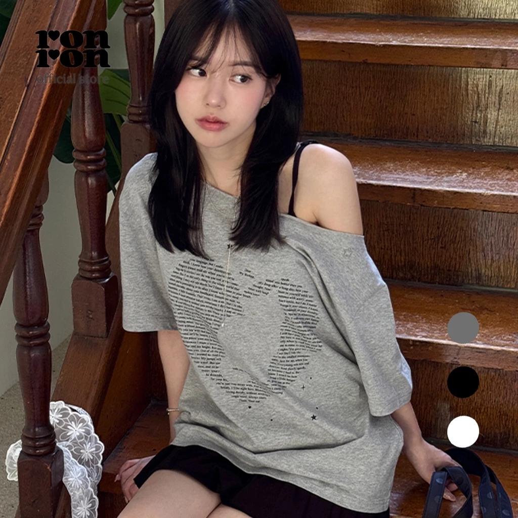 [RONRON] Type Cat Off Shoulder T Shirts / 3colors