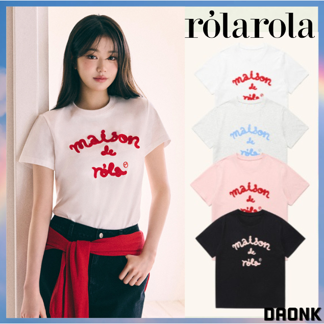 [ROLAROLA] MAISON DE ROLA ติดครอสต์เชิ๊ต สี่สีสไตล์เกาหลี ของแท้ 100%