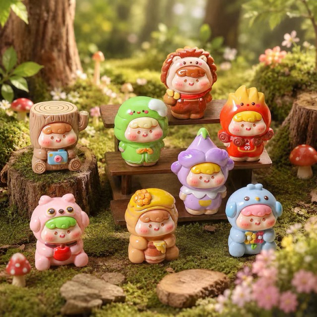 [8pcs]เรซิ่น น้องแก้มอ้วน ชุดต้นไม้และผองเพื่อน มี 8 แบบ ตกแต่งสวยงาม มาครบเซต พร้อมส่งจากไทย