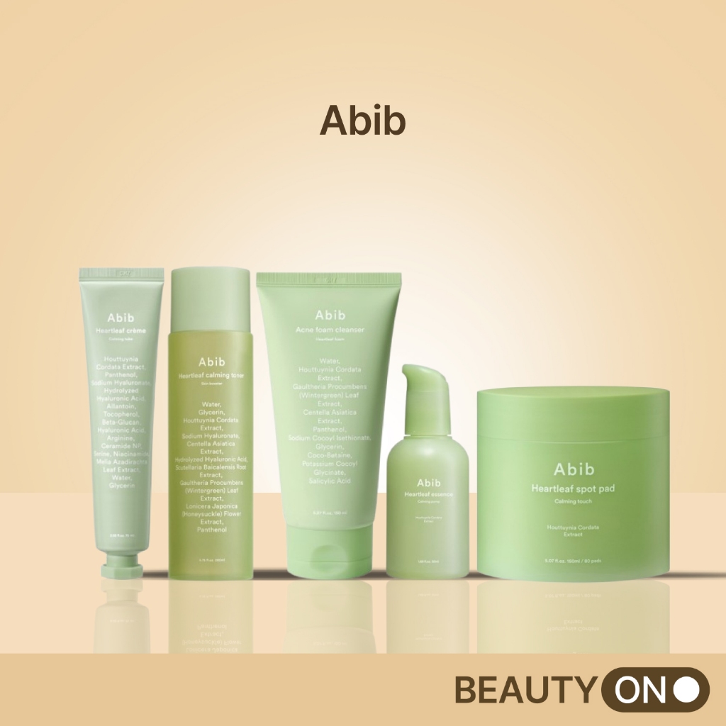 [Abib] Heartleaf Collection | Acne Foam Cleanser, Spot Pad, Calming Toner Skin Booster, Crème Calming Tube, Essence Calming Pump, Heartleaf Essence Pump