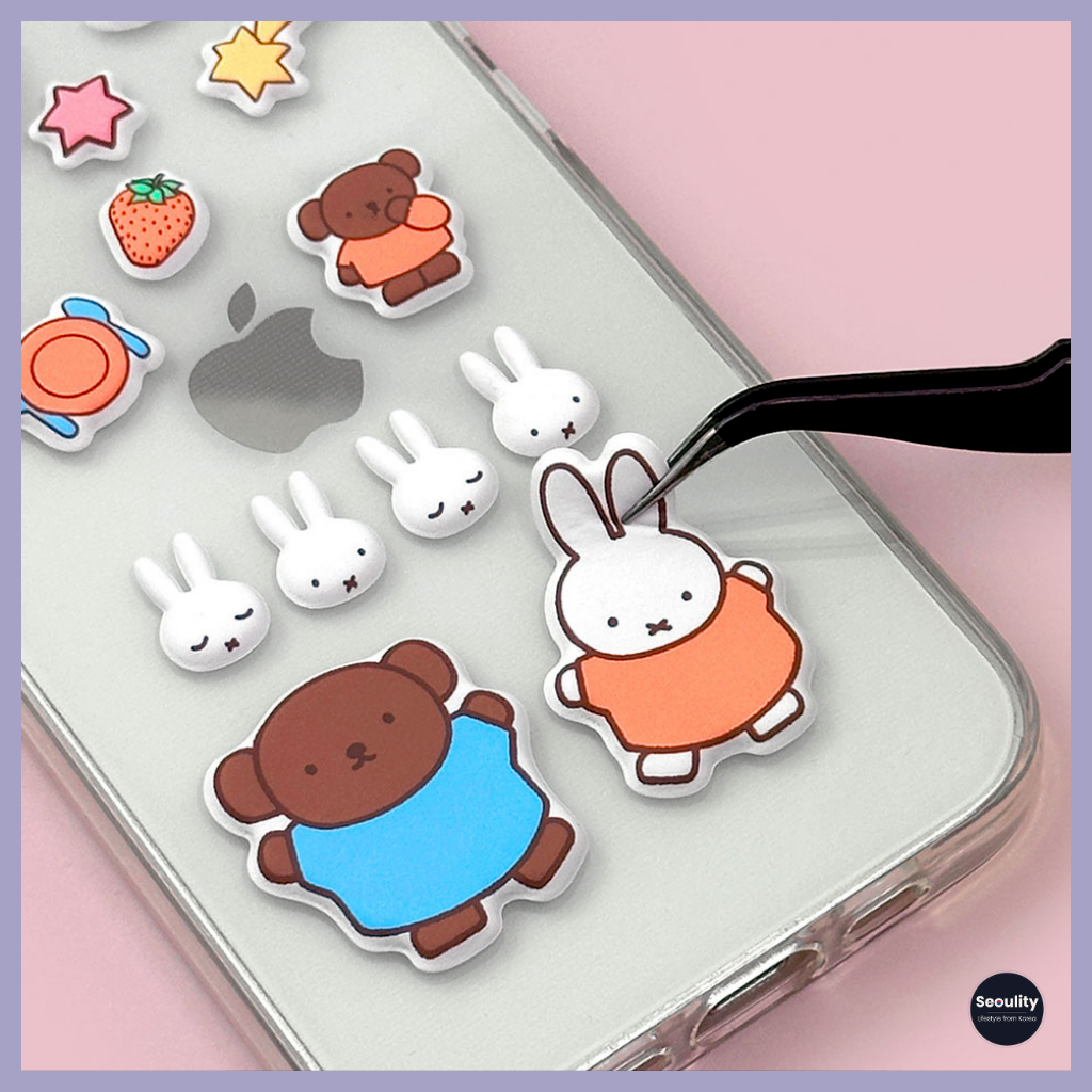 หมู่ชุดสติ๊กเกอร์หมอนพัฟฟี่[Miffy] ｜ สติ๊กเกอร์นุ่ม 3 มิติสำหรับโทรศัพท์, สมุดบันทึก และห่อของขวัญ