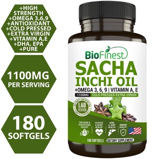 Biofinest Sacha Inchi Oil 1100mg Supplement - Omega 3 6 9 Vitamin A E DHA EPA Heart Brain Eye Bone Joint Skin 印加果油(180s)