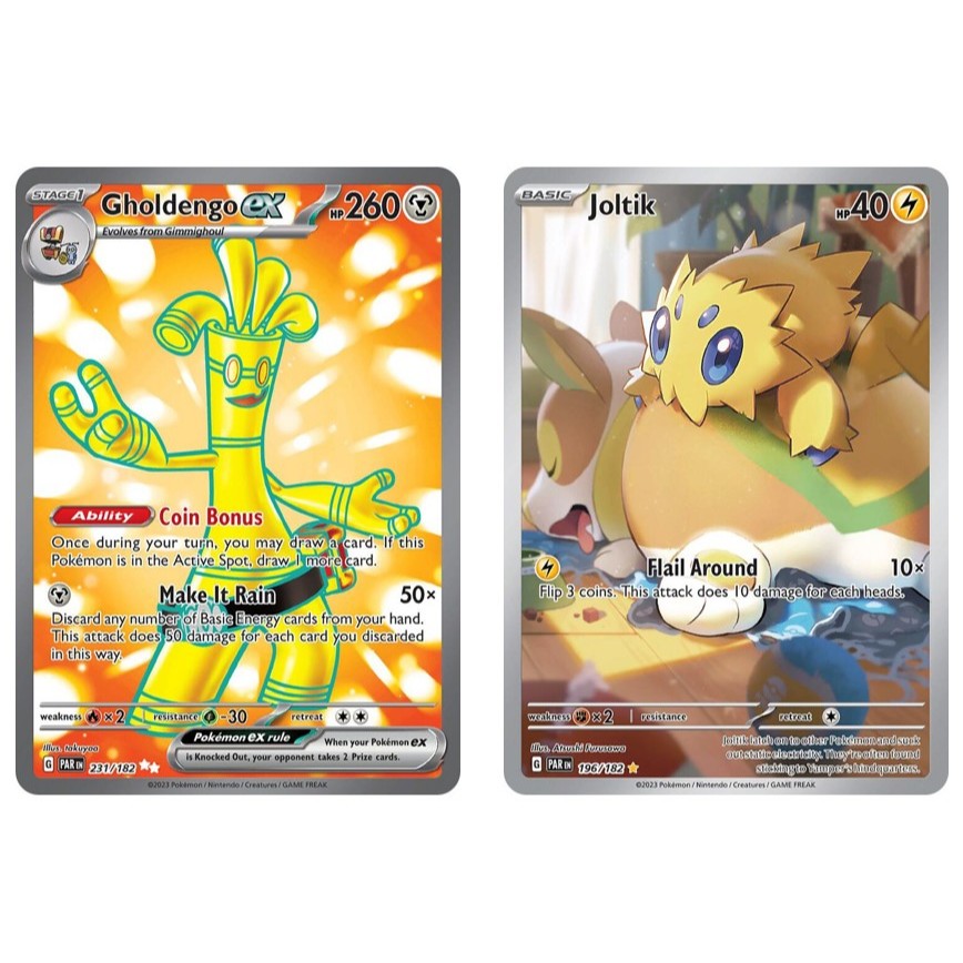 การ์ดโปเกมอนภาษาอังกฤษ Gholdengo ex - 23/182 /Joltik - 196/182 - Full Art Scarlet & Violet: Paradox 