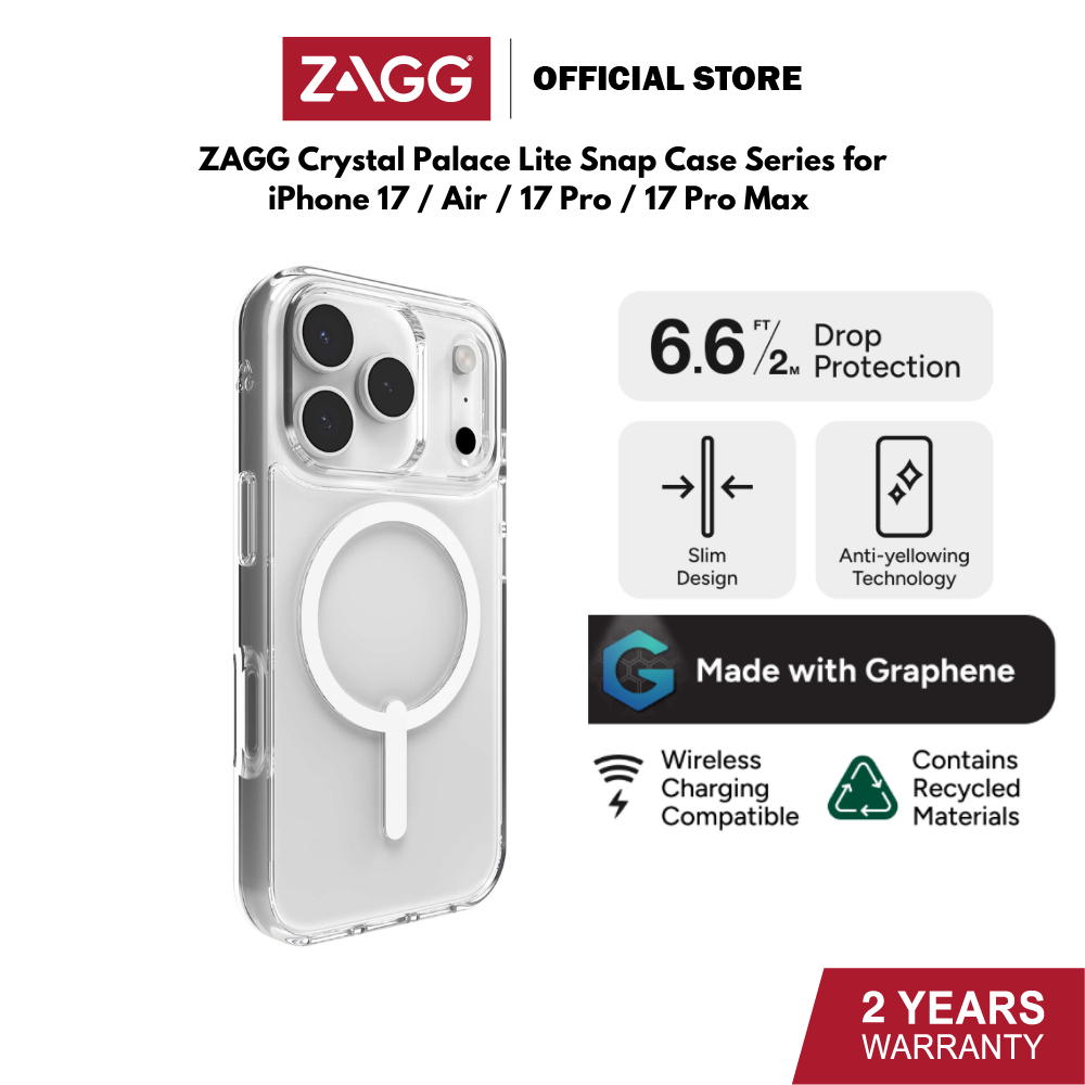 Zagg Crystal Palace Lite Snap Case Series สําหรับ iPhone 17 / Air / 17 Pro / 17 Pro Max