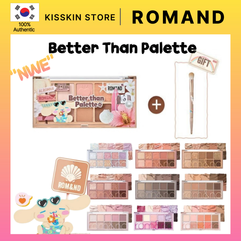 ROMAND Better Than Palette Matt Glitter Eye Shadow กว่า Sanrio Collection Tanning Pouchaco