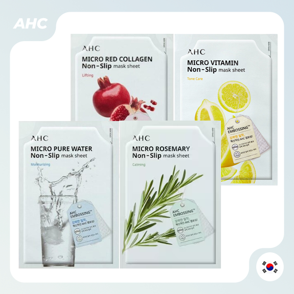 AHC Micro Non-Slip Mask Sheet/Pure Water/Rosemary/Vitamin/Red Collagen 1Sheep