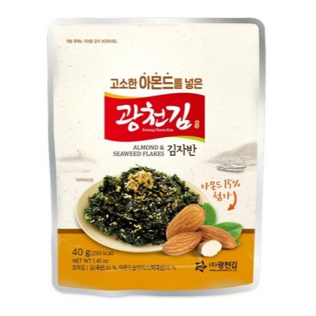[kwang cheon kim] เกล็ดสาหร่ายผสมอัลมอนด์กรุบกรอบ (40g)