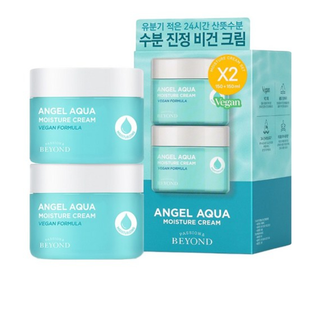 BEYOND Angel Aqua Moisture Cream Set 150ml  2 (วีแกน ซูทติ้ง วอเตอร์-เจล) │ ความชุ่มชื้นรายวันสําหรับผิวแห้ง/ผิวผสม/ผิวแพ้ง่าย │ Fresh Finish & Makeup-Friendly
