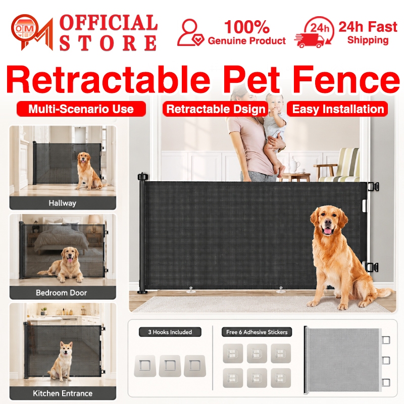 Next-day deliveryRetractable Pet Safety Gate Dog & Cat Pet FenceRetractable Dog Gate Pet Mesh Gate