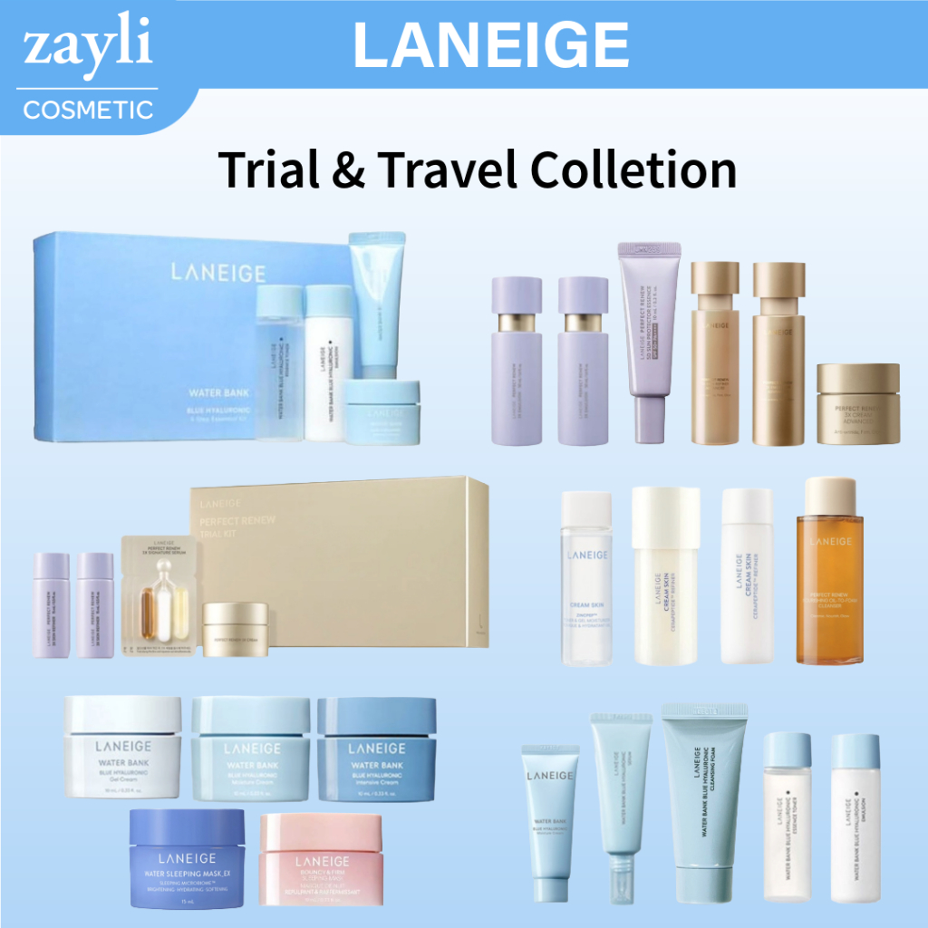[LANEIGE] Travel & Trial Skincare CollectionWater Bank Blue Hyaluronic / Perfect Renew 3X / Cream Skin / Sleeping Mask & Eye Care – Korean Hydrating & Radiance Essentials