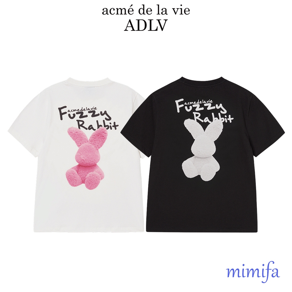 [acme de la vie ADLV] [STANDARD FIT]WOMAN DOODLE FUZZY RABBIT SHORT SLEEVE T-SHIRT