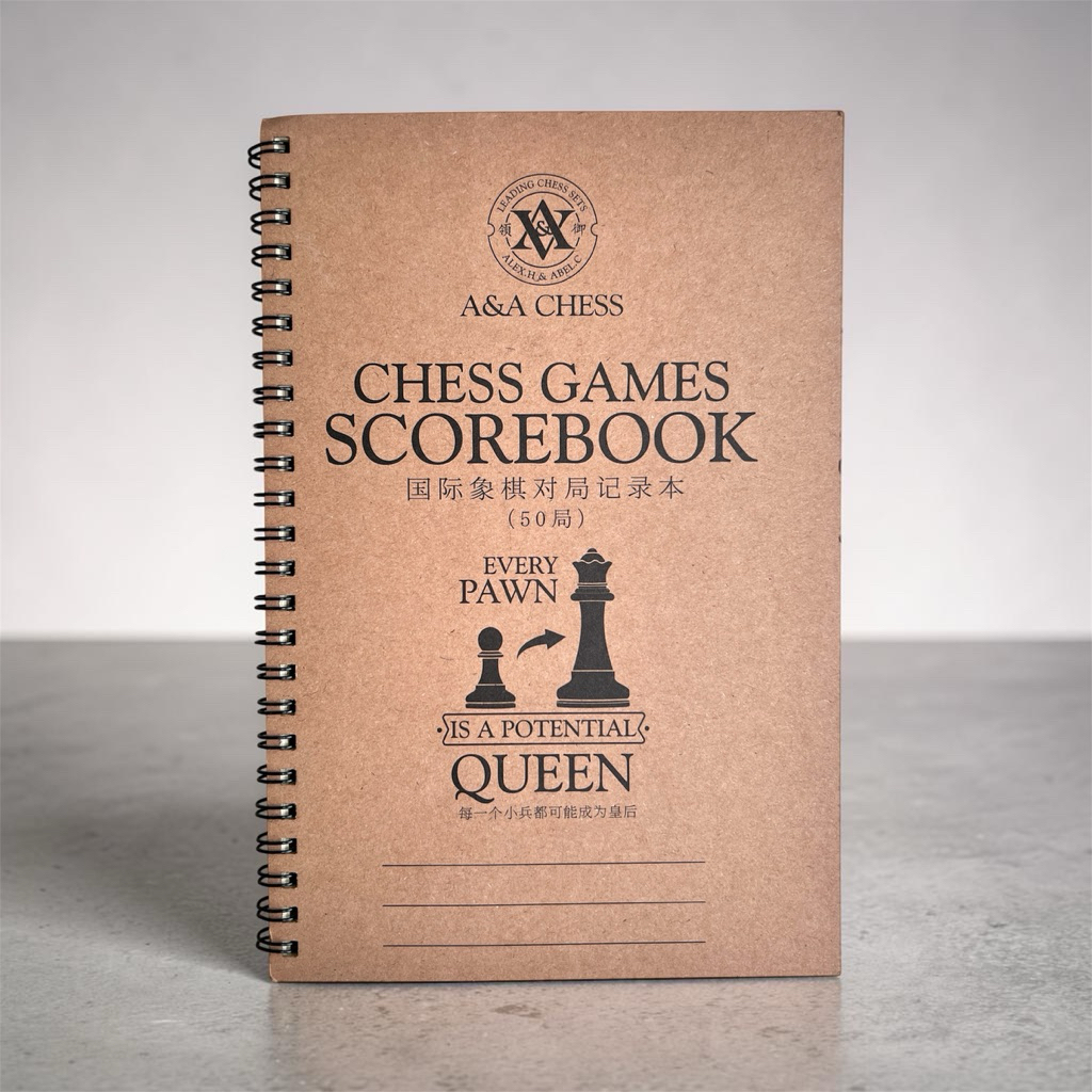 Alex H & Abel C Chess Score Book – Chess Notation Scorebook (50 เกม) มัดด้วย Chess Free ️