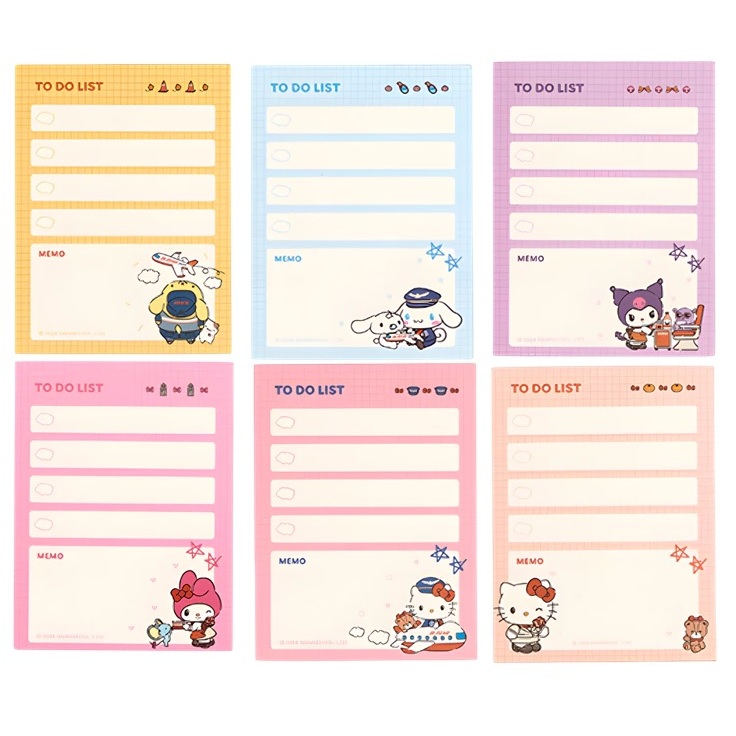 [SANRIO] Sanrio Jeju Air Sticky Memo To-Do List 100p (มายเมโลดี้ / คิตตี้(นักบิน) / คิตตี้(ลูกเรือ) 