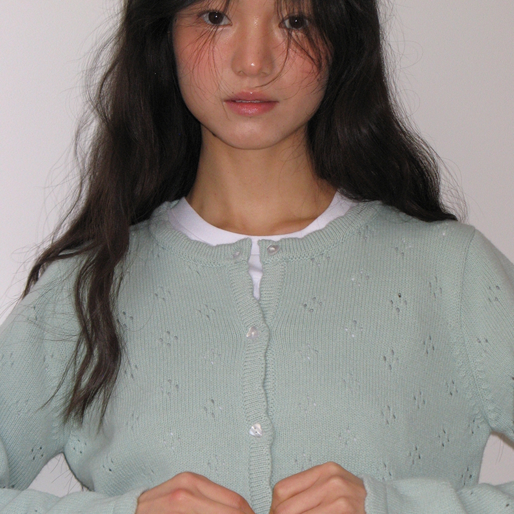[RONRON] Heart Button Scotch Knit Cardigan / 4colors — صورة 2