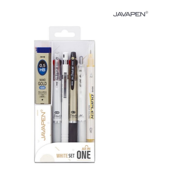 [Made In Korea] JAVA Writing Pack WHITE- รวมปากกา ดินสอกด Hightlighter และ Leads