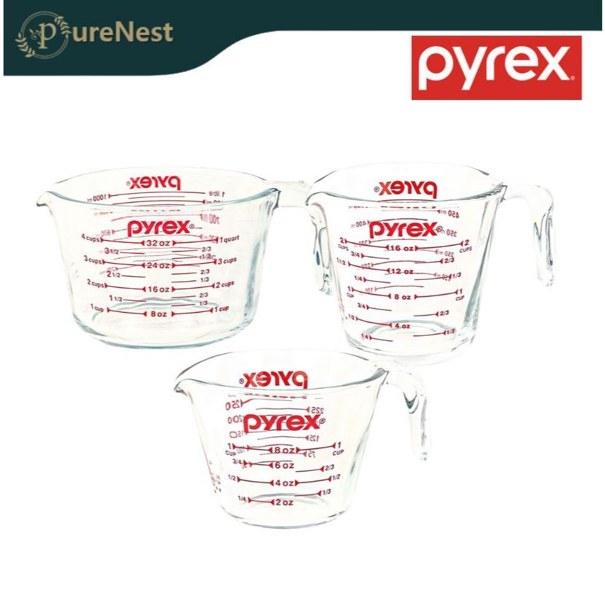 [Pyrex] ถ้วยตวงแก้วทนความร้อนดั้งเดิม – 250ml / 500ml / 1000ml