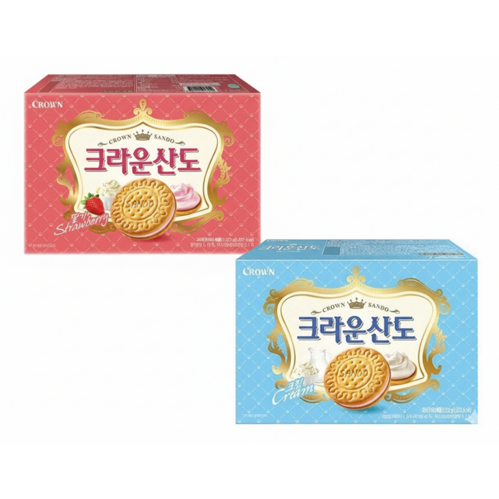 [Crown] Sando Biscuit 323g (สตรอเบอร์รี่ ครีม)