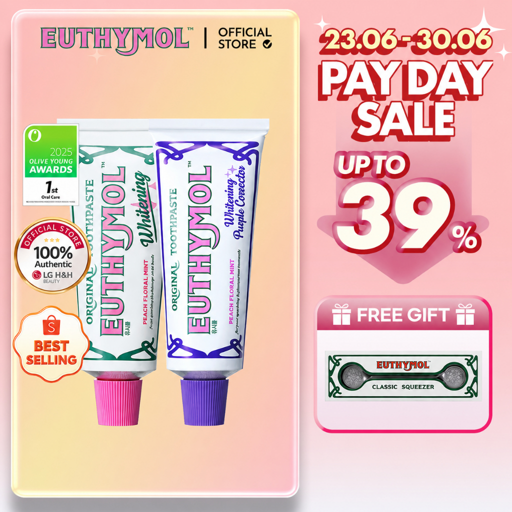 [EUTHYMOL] Whitening Toothpaste 3-Pack (pink2 + purple1,  106g each)  | ยาสีฟัน, ยาสีฟันลักชัวรี่จากอังกฤษ | LG H&H BEAUTY
