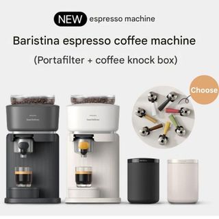 [New] Baristina Fully Automatic Espresso Coffee Machine with Portafilter + Knock Box Set | Home Café