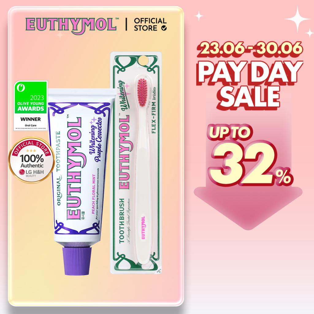 [EUTHYMOL] Essential Purple SET (ยาสีฟันไวท์เทนนิ่งสีม่วง 106g+แปรงสีฟันไวท์เทนนิ่ง)  LG H&H Beauty