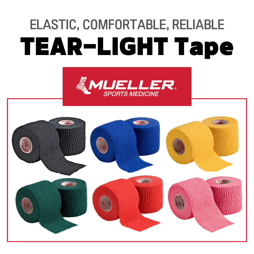 Mueller เทปกาวยืดติดผิว Tear-Light | พันกระชับ กล้ามเนื้อและบาดเจ็บ | มี 6 สี | ขนาด 5 ซม. x 6.8 ม.