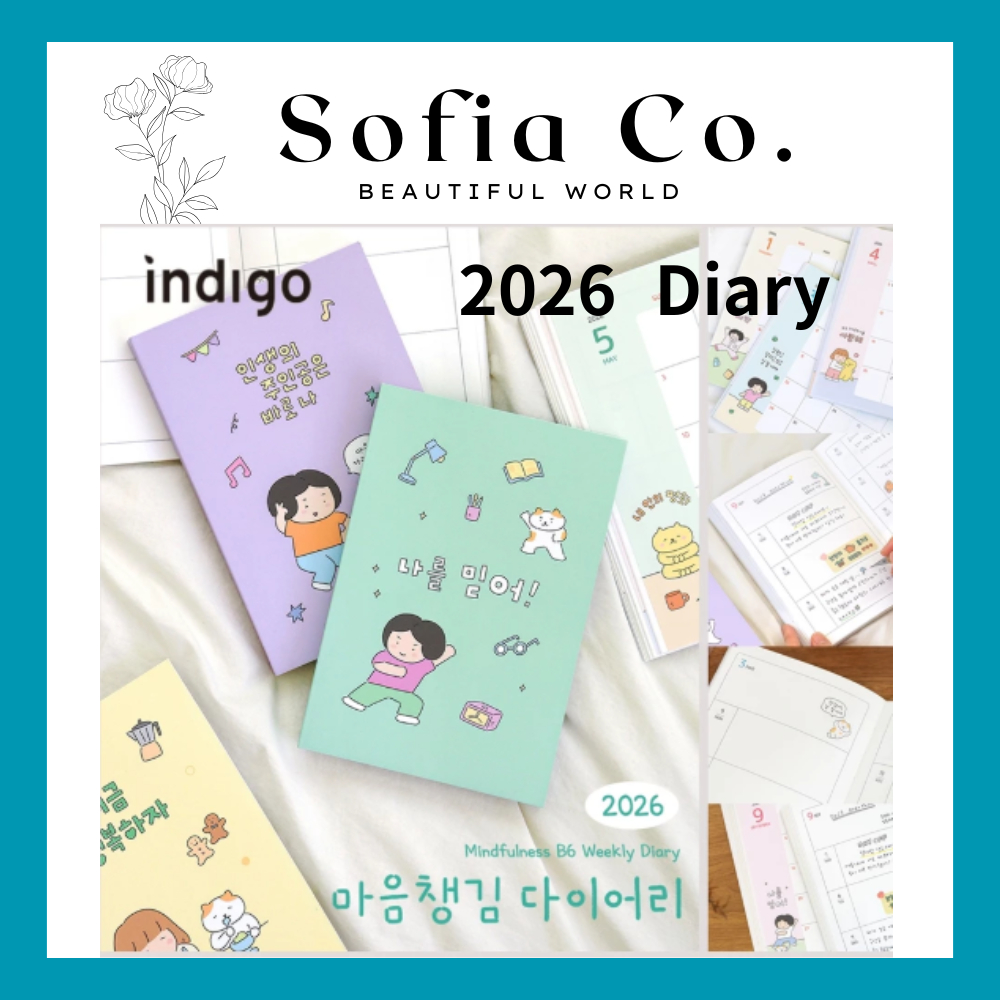 [Indigo] 2026 Mindfulness B6 Weekly Diary (Date Type 32 Verse Week)/ ไดอารี่ภาพประกอบน่ารัก / เกาหลี