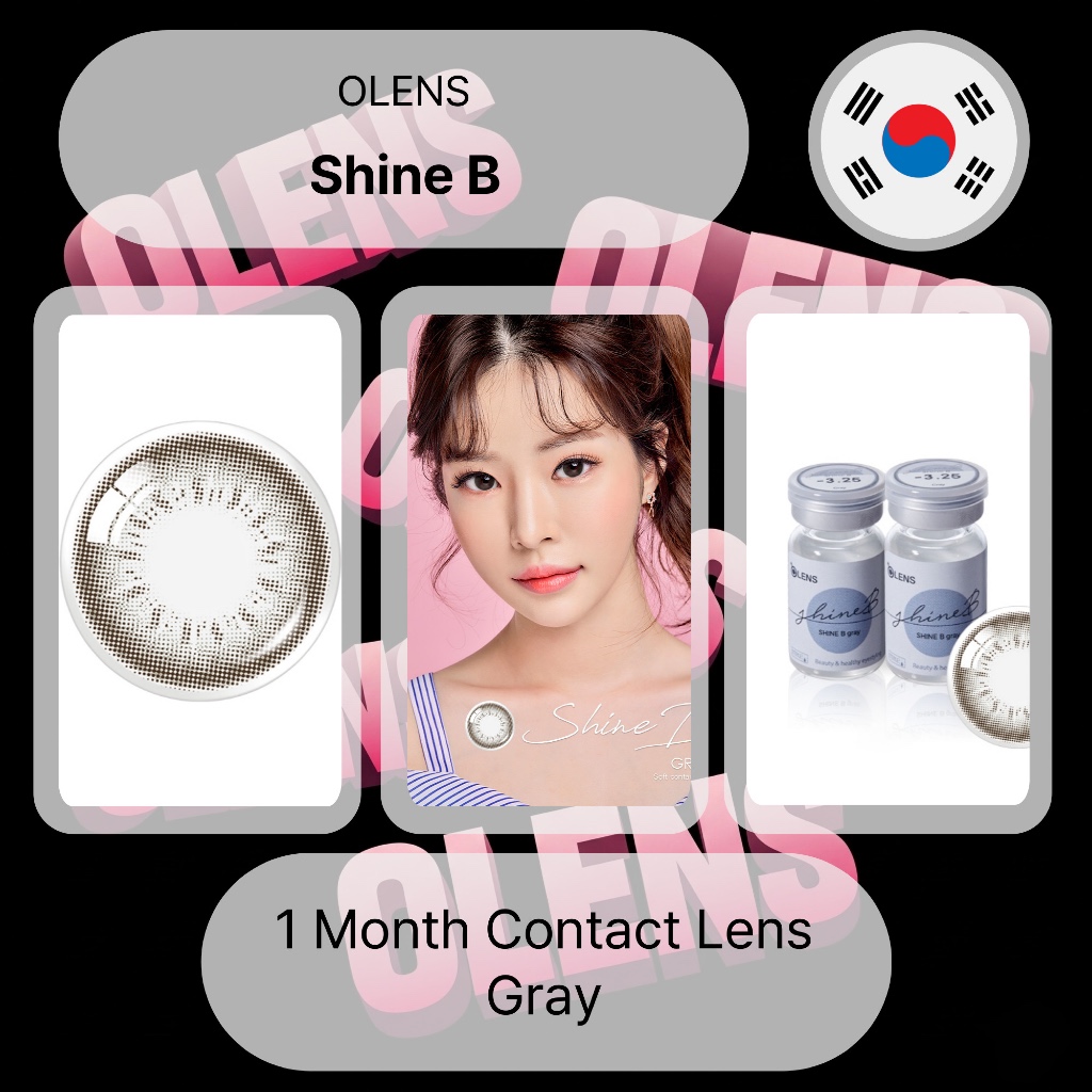 คอนแทคเลนส์ Olens Shine B สีเทารายเดือน