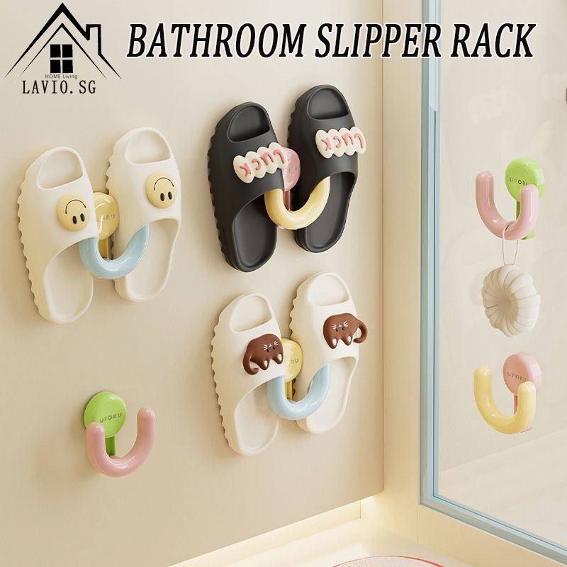 [SG] Hook Slipper Toilet Holder ถ้วยดูดรองเท้า Rack No-drill Hook สําหรับ Doorway ห้องน้ําห้องโถงห้อ