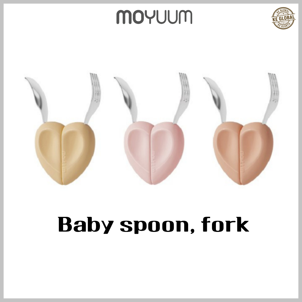 [MOYUUM] ชุดช้อนส้อมหัวใจที่เลี้ยงเองสําหรับเด็ก ดีไซน์ตามหลักสรีรศาสตร์ สีน่ารัก วัสดุปลอดภัย