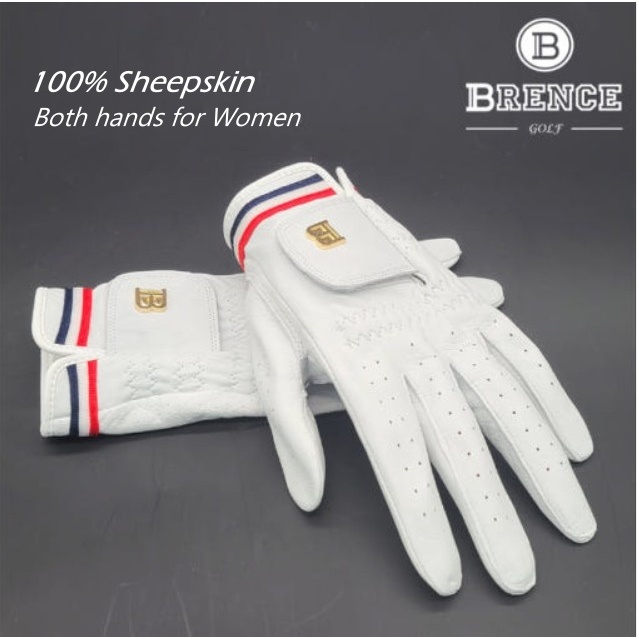 [BRENCE] ถุงมือกอล์ฟผู้หญิง หนังแกะระดับพรีเมียม ขายึดคู่