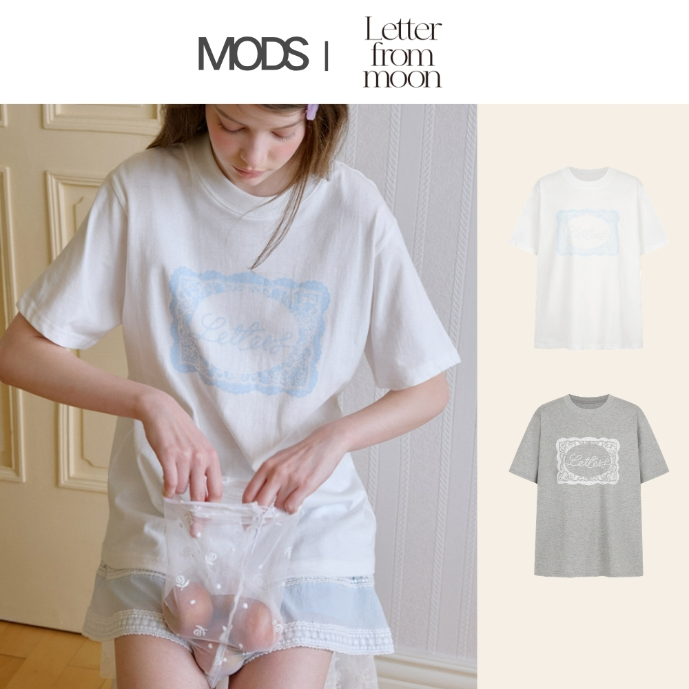 [Letterfrommoon] Lace Frame Oversized Short Sleeve T-Shirt/ 2 colors
