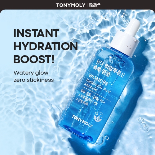 TONYMOLY Wonder Hyaluronic Acid Hydrating Ampoule 100ml Fast Absorption Plumping Serum for Dewy Skin