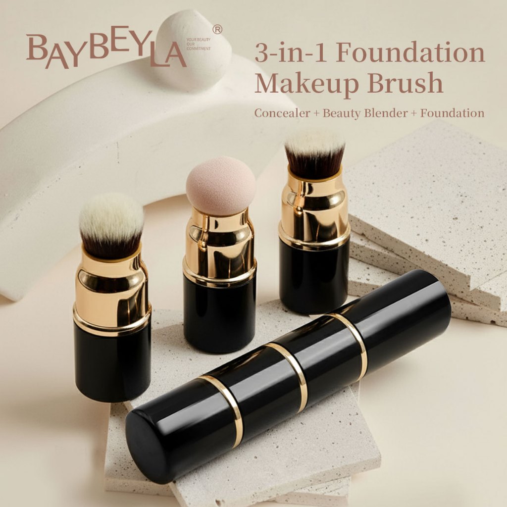 BAYBEYLA แปรงรองพื้น 3 in 1 / แปรงคอนทัวร์ 4 in 1 & แปรงเดินทาง แปรงแป้งฝุ่น