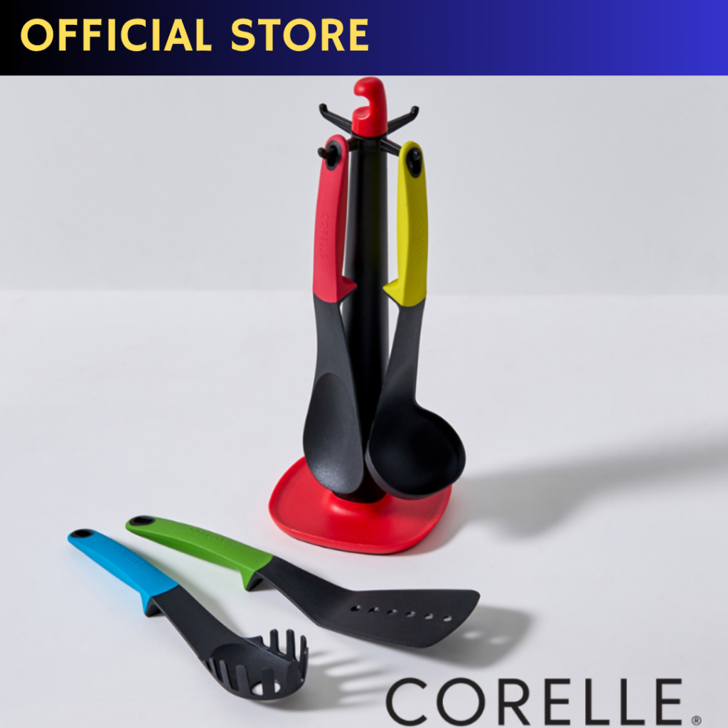 [CORELLE] ชุดอุปกรณ์ทำอาหารซิลิโคน – ทนความร้อน พร้อมที่วาง ใช้งานปลอดภัย ไม่ทำให้กระทะเป็นรอย