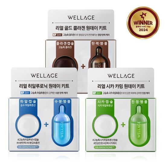 Wellage One Day Kit 1ea | ไฮยาลูโรนิค / ซิก้า คาล์มมิ่ง / คอลลาเจน | สกินแคร์เกาหลี