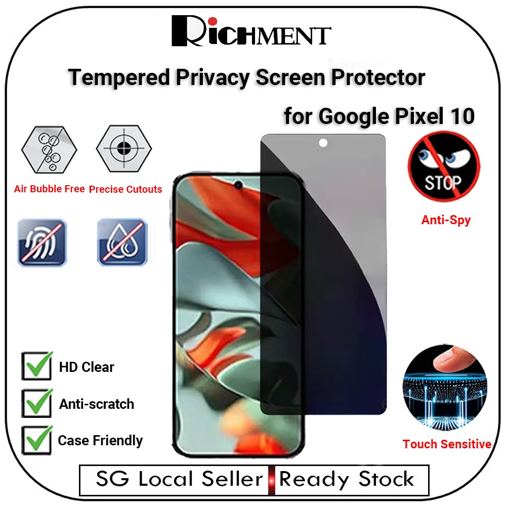 SG SELLER RICHMENT Privacy Tempered Screen Protector สําหรับ Google Pixel 10 / 10 Pro / 10 Pro XL– ค