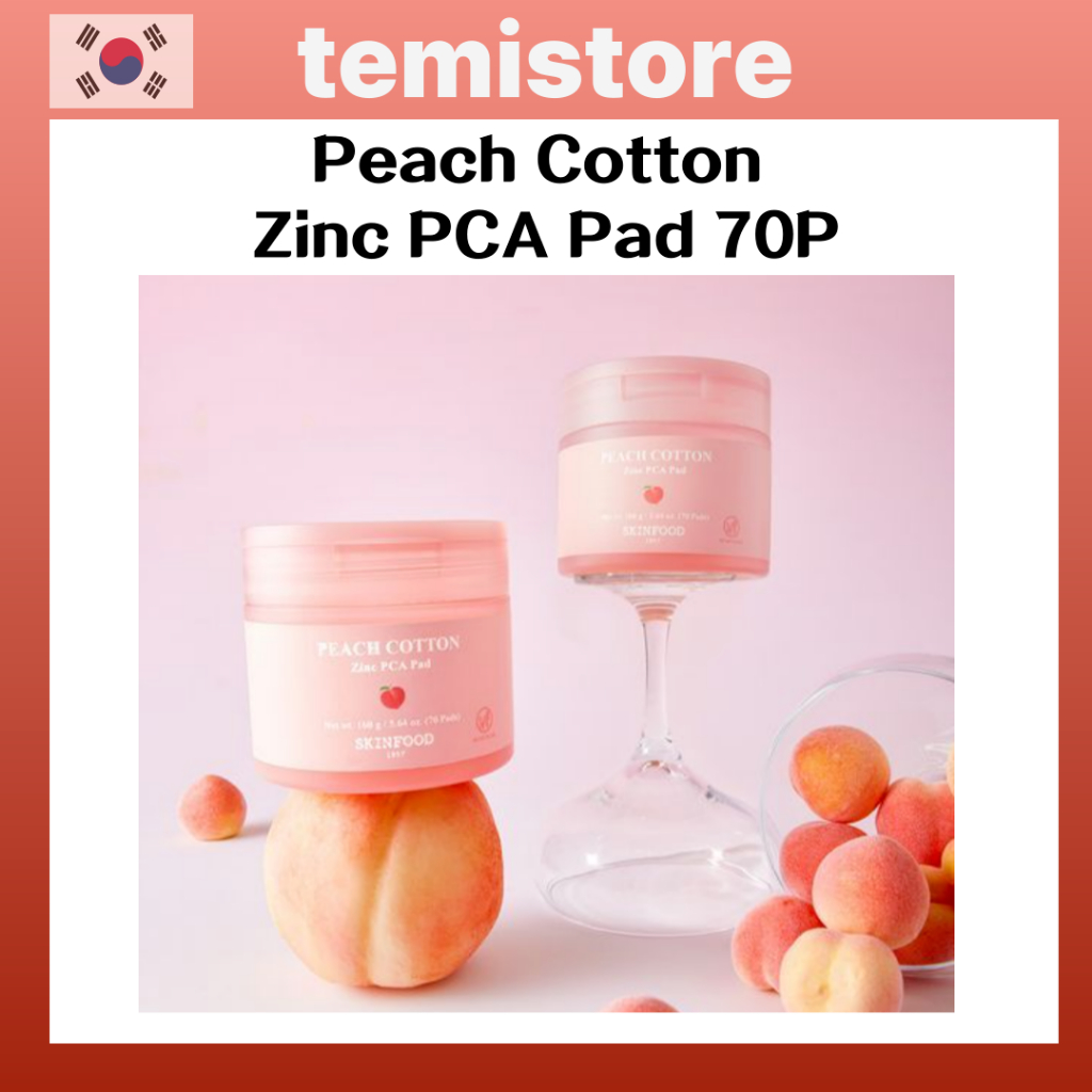 SKINFOOD แผ่นพีชคอตตอนสังกะสี PCA 70P | Oil & Sebum Control Toner Pads Mask Packs