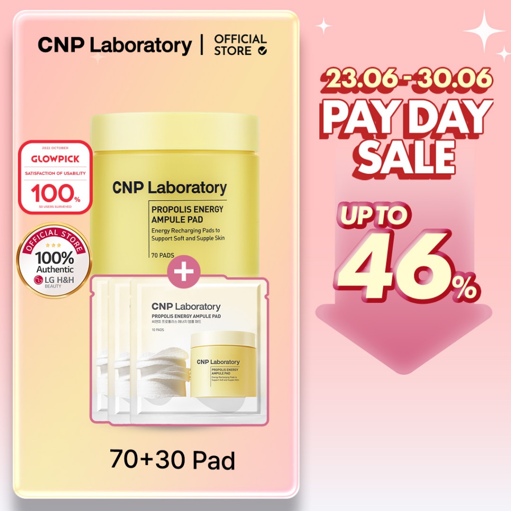 [CNP] Propolis Ampoule Pad 70+30 pads | แผ่น  เซรั่มยอดนิยมอันดับ 1 เสริมพลังด้วยโพรโพลิส & น้ำผึ้ง กลับมาอีกครั้งในรูปแบบพกพาและอัปเกรดสุดปัง | LG beauty อย่างเป็นทางการ