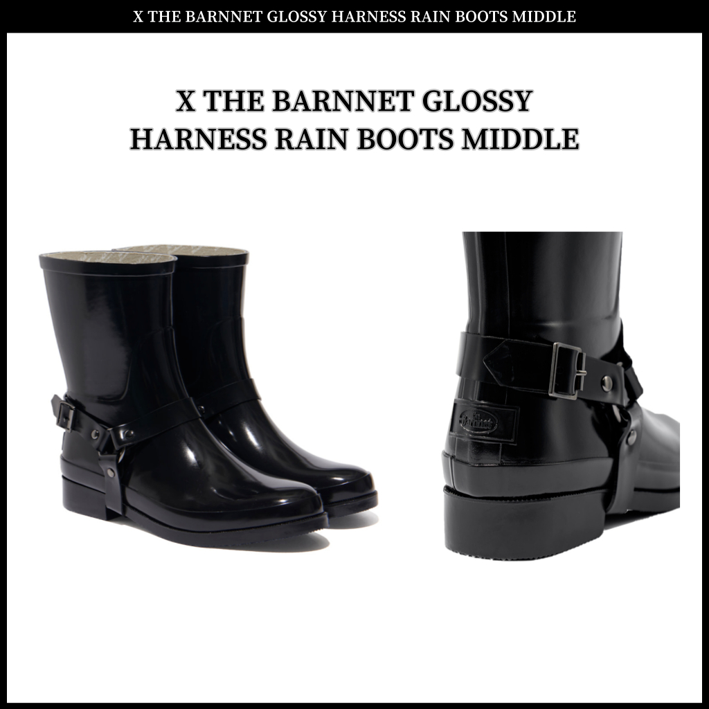 X THE BARNNET GLOSSY HARNESS RAIN BOOTS MIDDLE