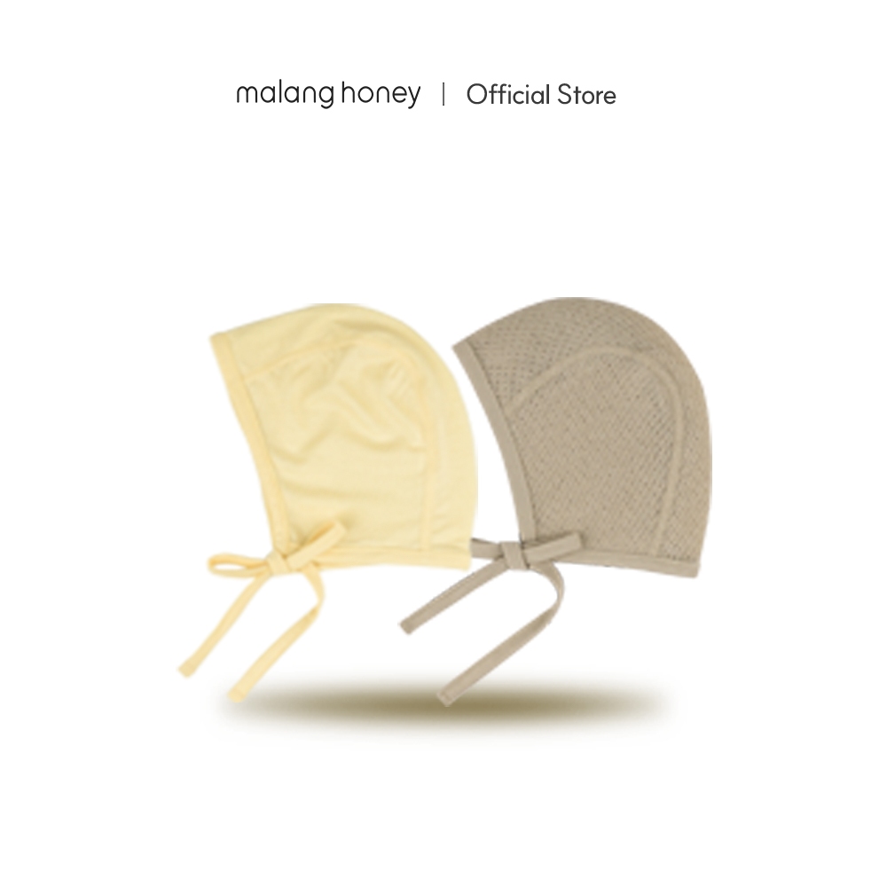 [Malang Honey] หมวกบอนเน็ตเด็กเล็ก Bonnet ผูกเชือกได้ ผ้าระบายอากาศ หมวกเด็กแรกเกิด สำหรับใส่กลับจากโรงพยาบาล ช่วยรักษาอุณหภูมิร่างกาย