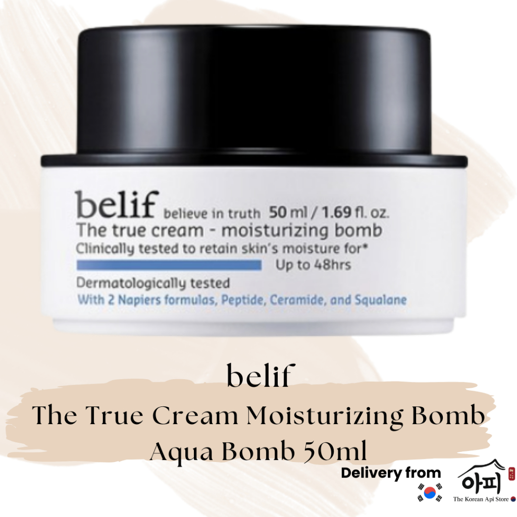 Belif The True Cream Moisturizing Bomb / Aqua Bomb 50ml | 26h Hydration · Aqua-Light Cooling · ครีมบ