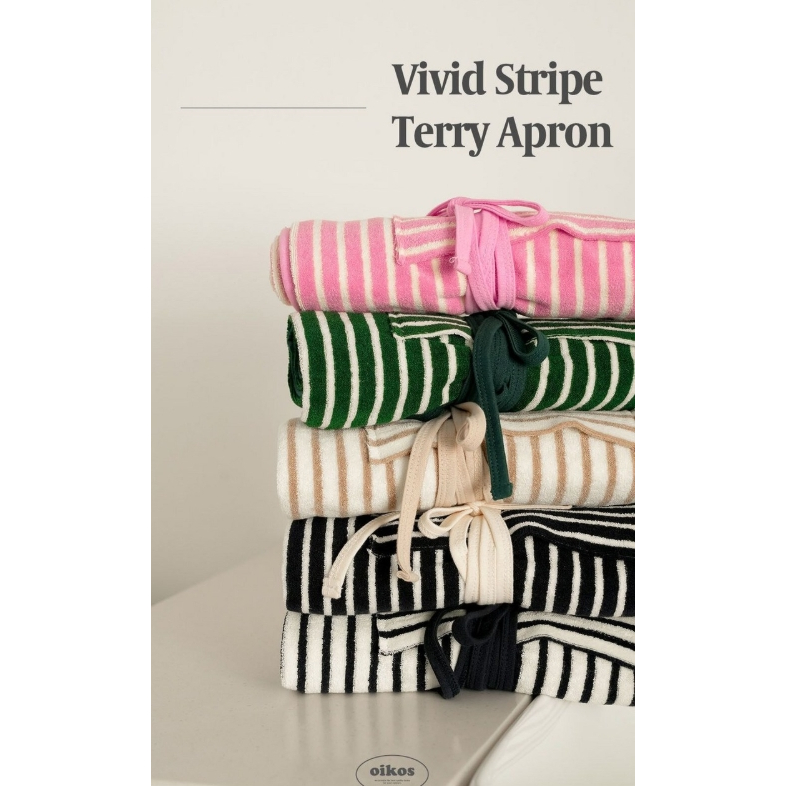 ผ้ากันเปื้อนผ้า OIKOS Stripe Terry – ผลิตในเกาหลี การทําอาหารมีสไตล์ ผ้ากันเปื้อนครัว Baking & Chef