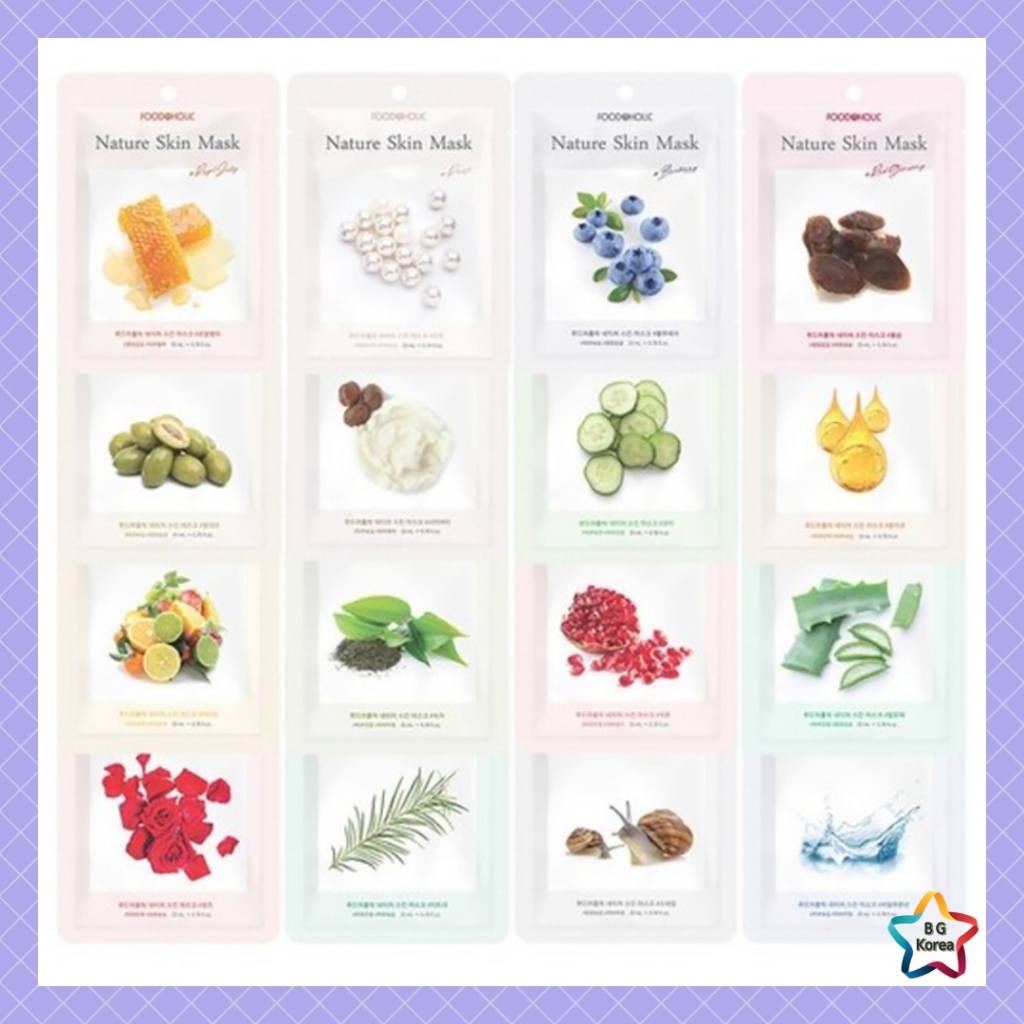 FOODAHOLIC Nature Skin Mask Sheet 16 ประเภท Daily Hydration Moisturizing Sheet Mask