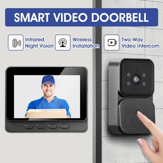 HXR Wireless Smart Video Doorbell 4.3 Inch Screen WiFi Home Security Camera Infrared Night Vision Two-Way Video Intercom