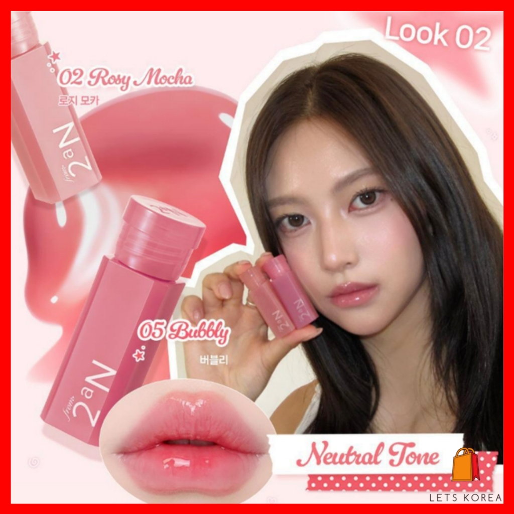 [OLIVE YOUNG] 2aN Mini Glaze Bouncing Tint 6 สี | Glossy Moisturizing Lip Tint | K-Beauty Plumping L