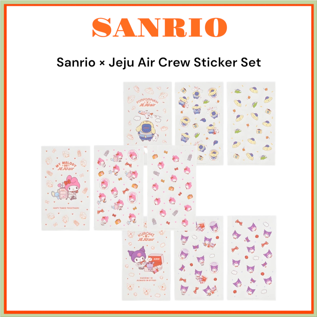 [SANRIO] ชุดสติ๊กเกอร์ Sanrio Jeju Air Crew (มายเมโลดี้ / คุโรมิ / ปอมปอมปูริน)